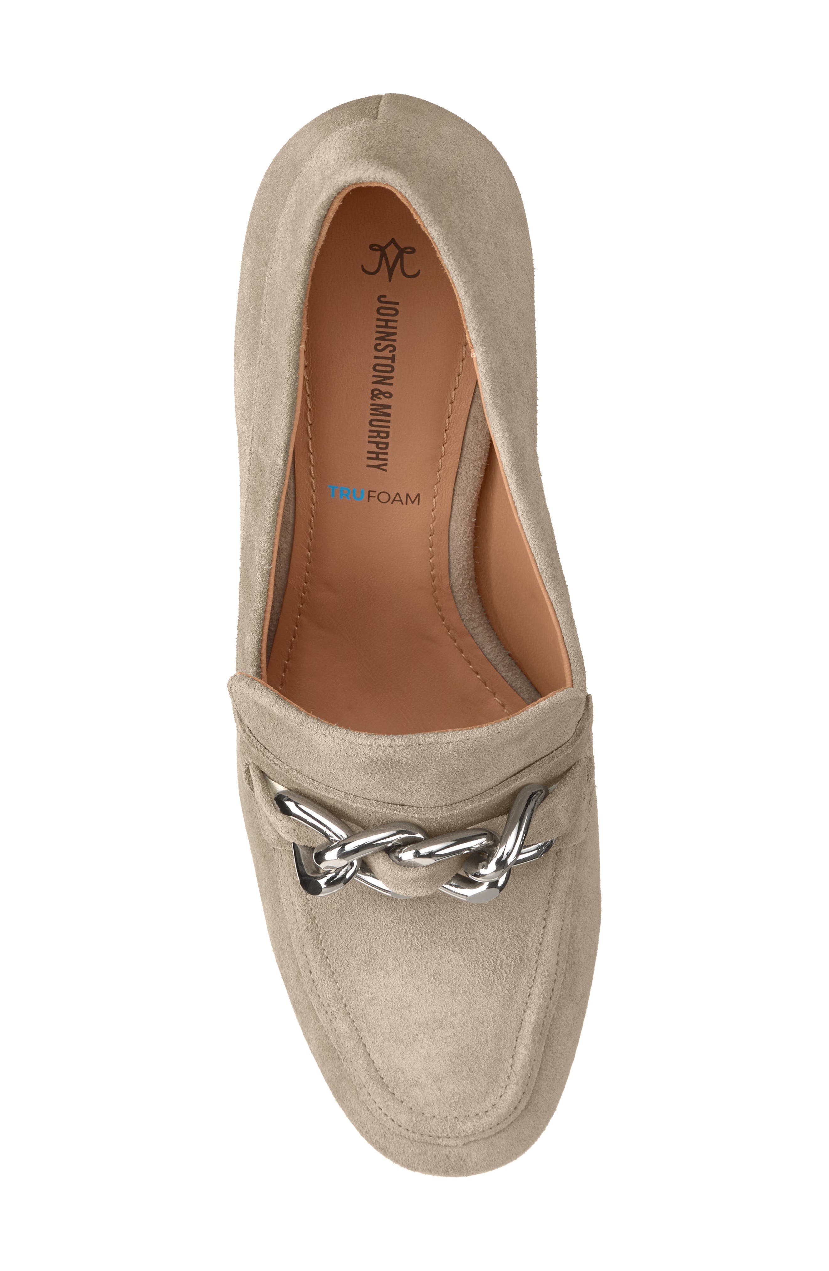 Johnston & Murphy Eleanor Chain Loafer Pump, Alternate, color, Taupe Suede