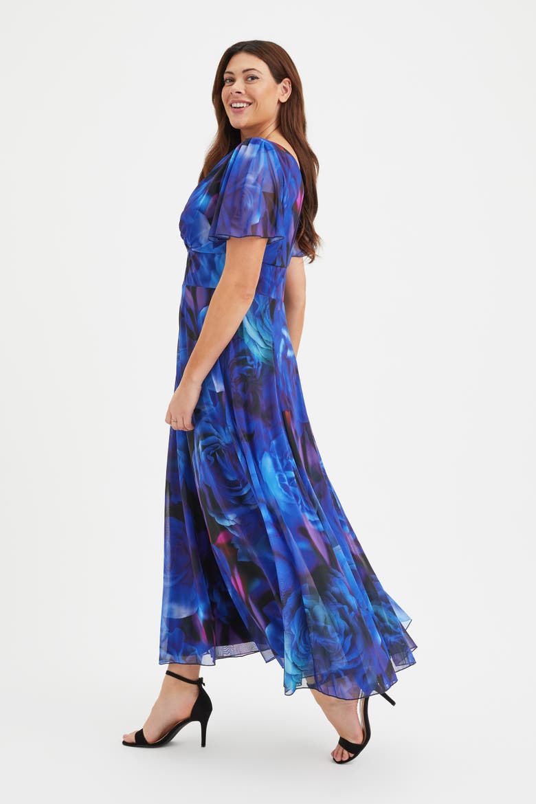 Isabelle Rose Angel Sleeve Maxi Dress, Alternate, color, Blue Rose