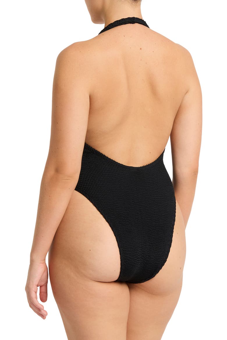 Ava Halter One-Piece Swimsuit, Alternate, color, BLACK RECYCLED