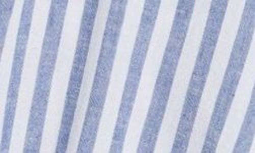 Beachlunchlounge Vivica Stripe Twist Hem Button-up Shirt In Skylight