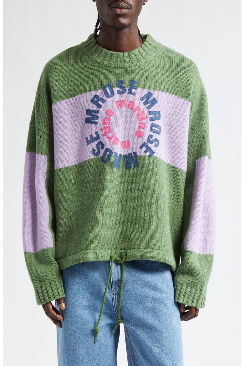 Circle Logo Lambswool Graphic Sweater, Main, color, GREEN