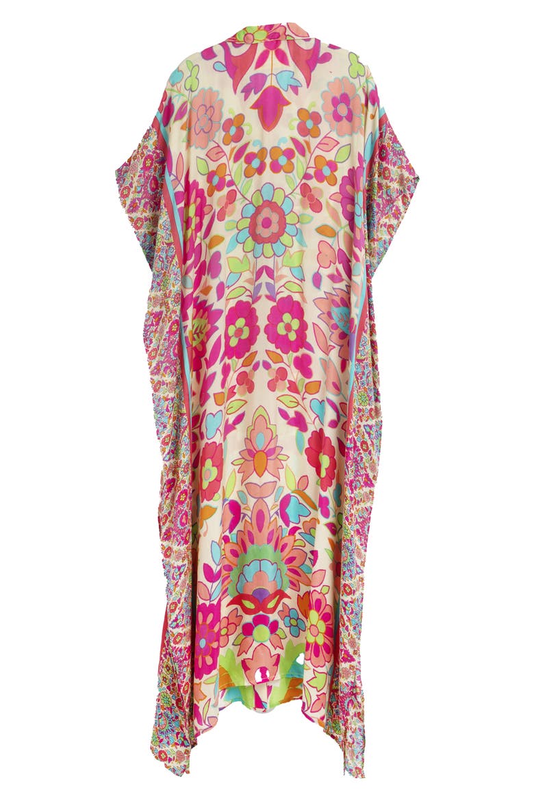 Vibrant Floral Print Cover-Up Kaftan, Alternate, color, MULTI