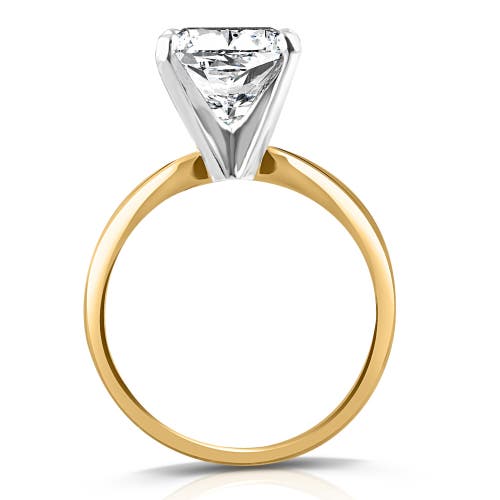 Bliss Diamond 4 Ct 14k Two Tone Certified Lab Grown Cushion Diamond Engagement Ring In 14k Yellow Gold