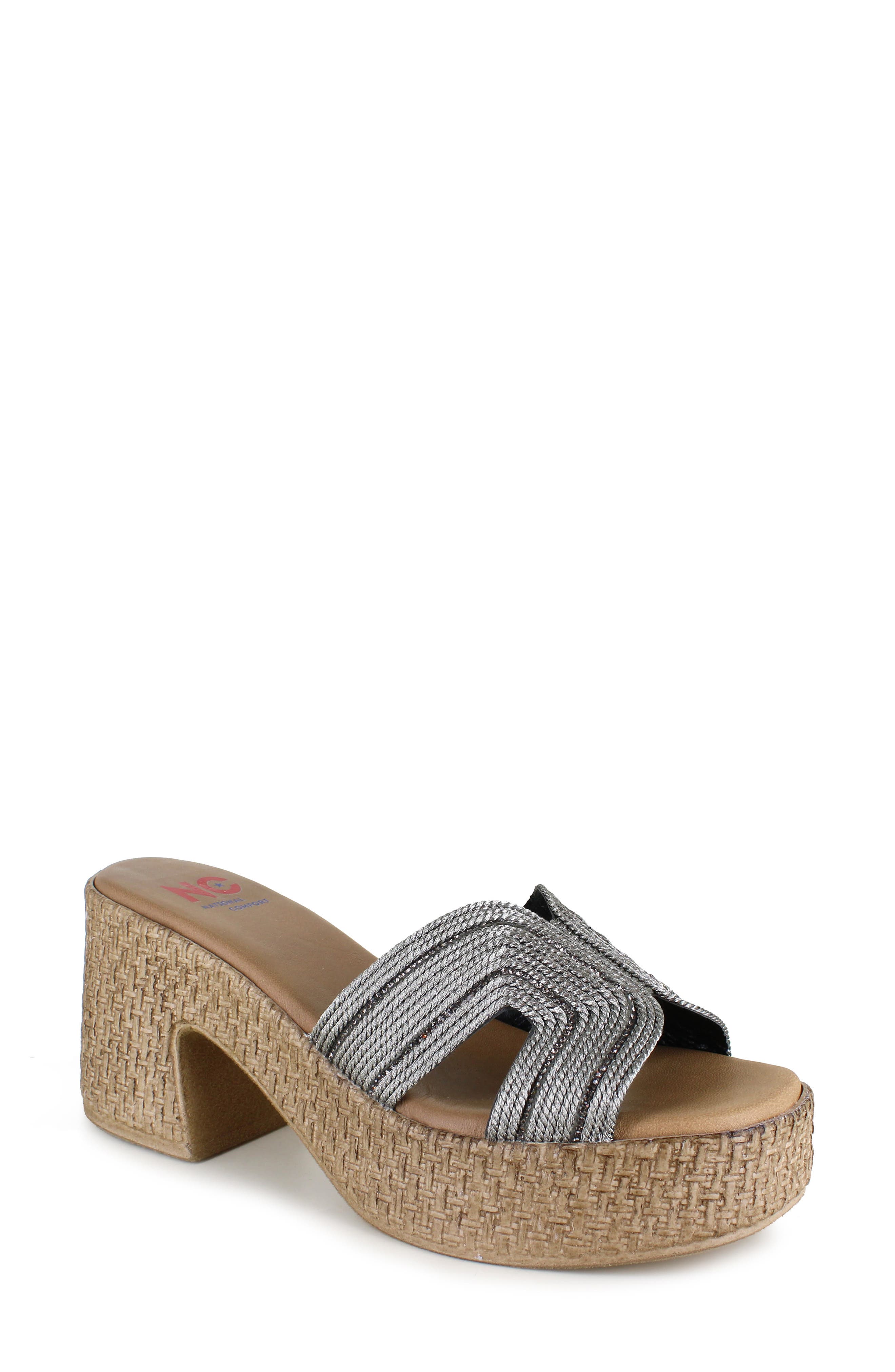 National Comfort Cornella Platform Slide Sandal, Main, color, Lead Fabric