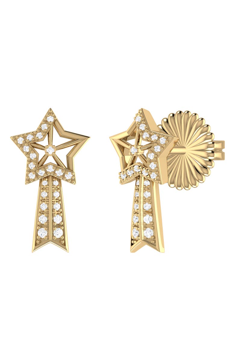 LuvMyJewelry Diamond Shooting Star Comet Earrings, Main, color, 14Kt Gold Vermeil On Sterling