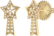 LuvMyJewelry Diamond Shooting Star Comet Earrings