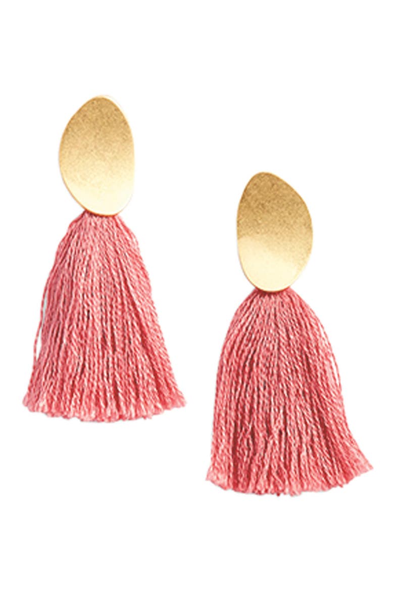 Curved Tassel Earrings, Alternate, color, BRONZED LEAF