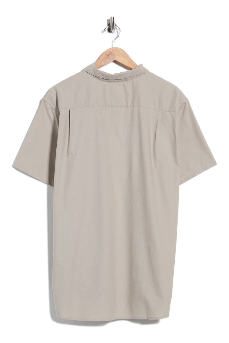 That'll Do Slim Fit Solid Short Sleeve Button-Down Shirt, Alternate, color, VINTAGE KHAKI