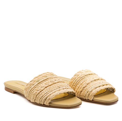 Andrea Gomez Denisse Raffia Slide Flat In Brown