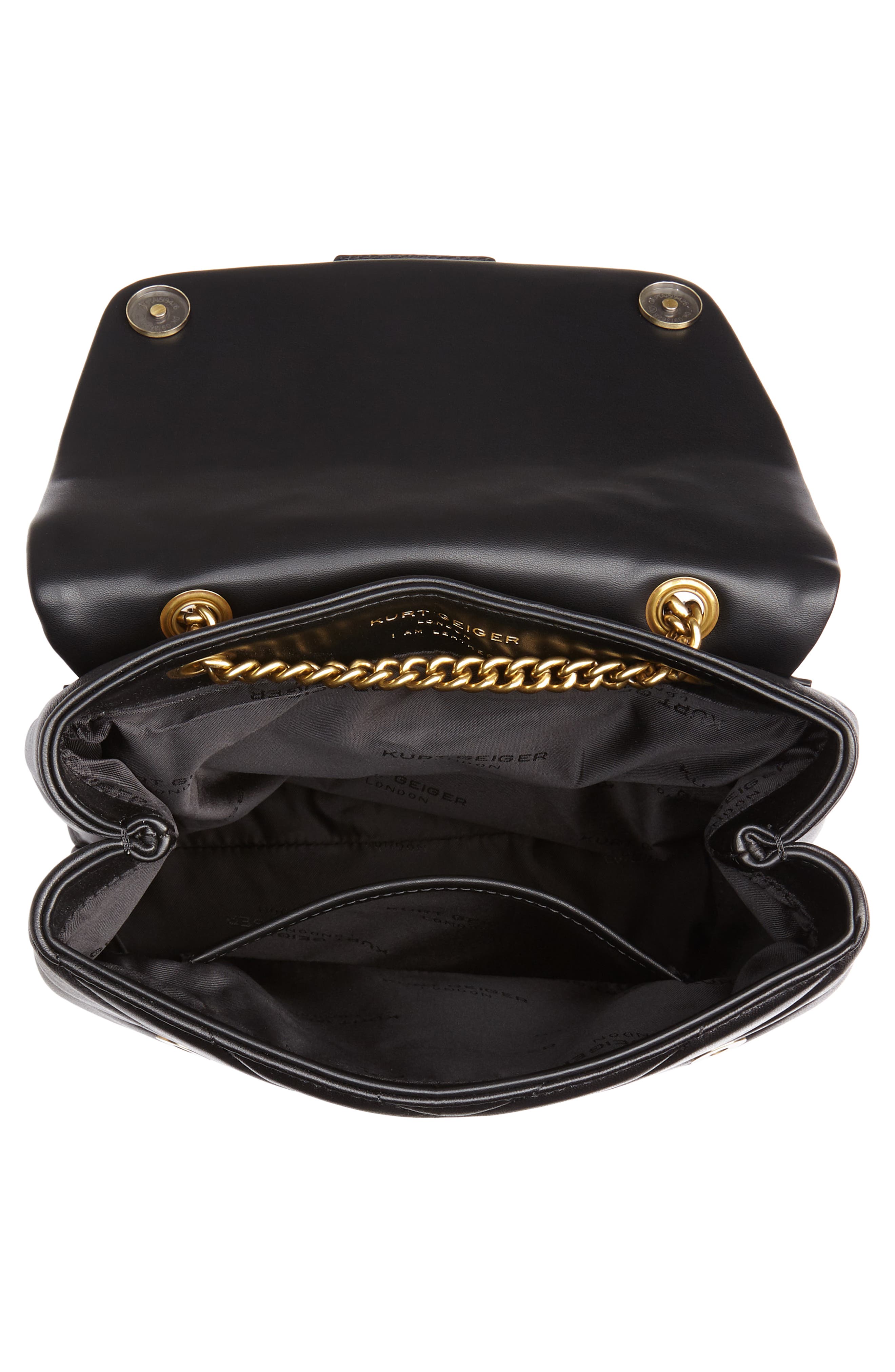 Kurt Geiger Black Quilted Chevron Leather Backpack with Snakehead Clasp KENSINGTON M RUCKSACK Black Quilted Nylon Oversized Rucksack  main image 4