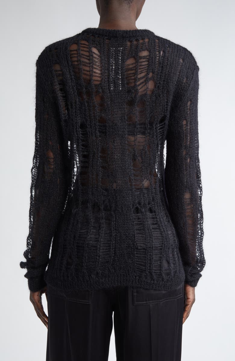 Rick Owens Maglia Biker Distressed Mohair & Wool Blend Sweater, Alternate, color, 