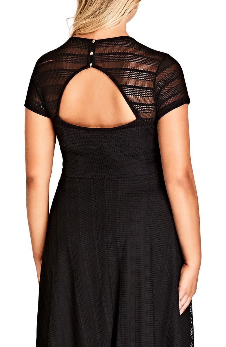 City Chic Textured Heart Fit & Flare Dress, Alternate, color, 