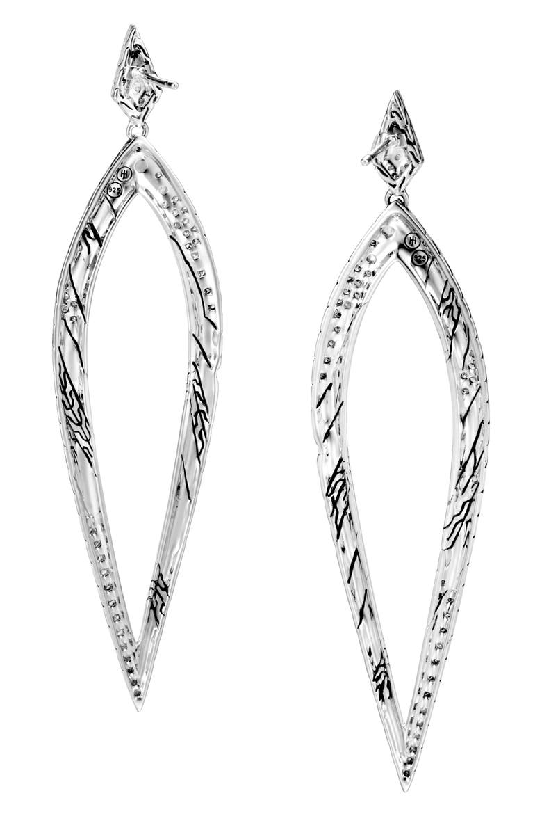 Lahar Long Drop Earrings with Diamonds, Alternate, color, SILVER/ DIAMOND