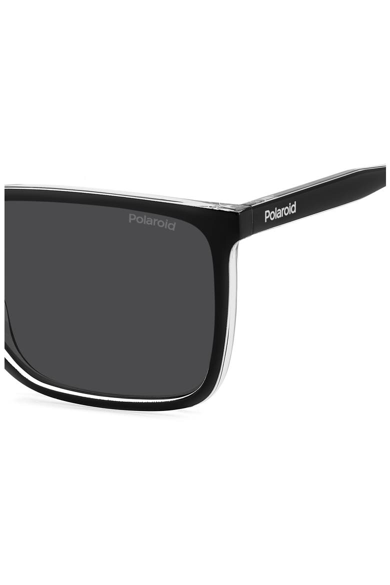 58mm Polarized Rectangular Sunglasses, Alternate, color, BLACK CRYSTAL/ GREY POLAR