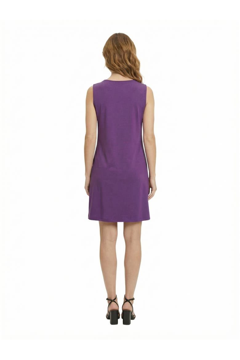 Essential Petite Round Neck Sleeveless A-Line Mini Shift Dress, Alternate, color, Purple