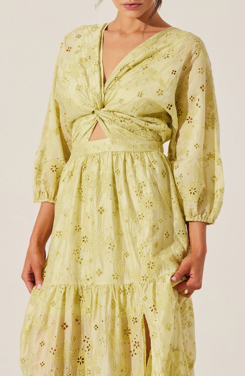 ASTR the Label Jesalyn Cutout Detail Eyelet Dress, Alternate, color, Matcha