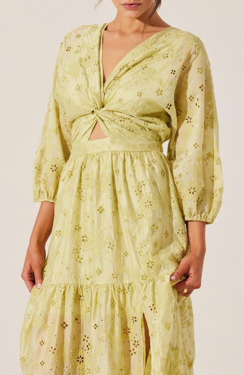 Astr The Label Jesalyn Cutout Detail Eyelet Dress In Matcha