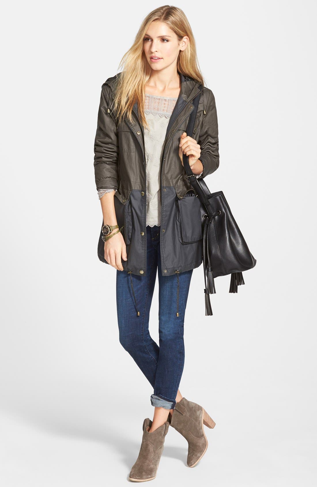 Street Level Faux Leather Bucket Bag, Alternate, color, 