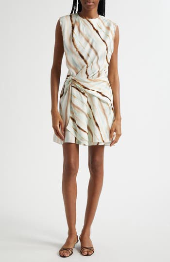 A.l.c . Delia Diagonal Stripe Sleeveless Dress In White