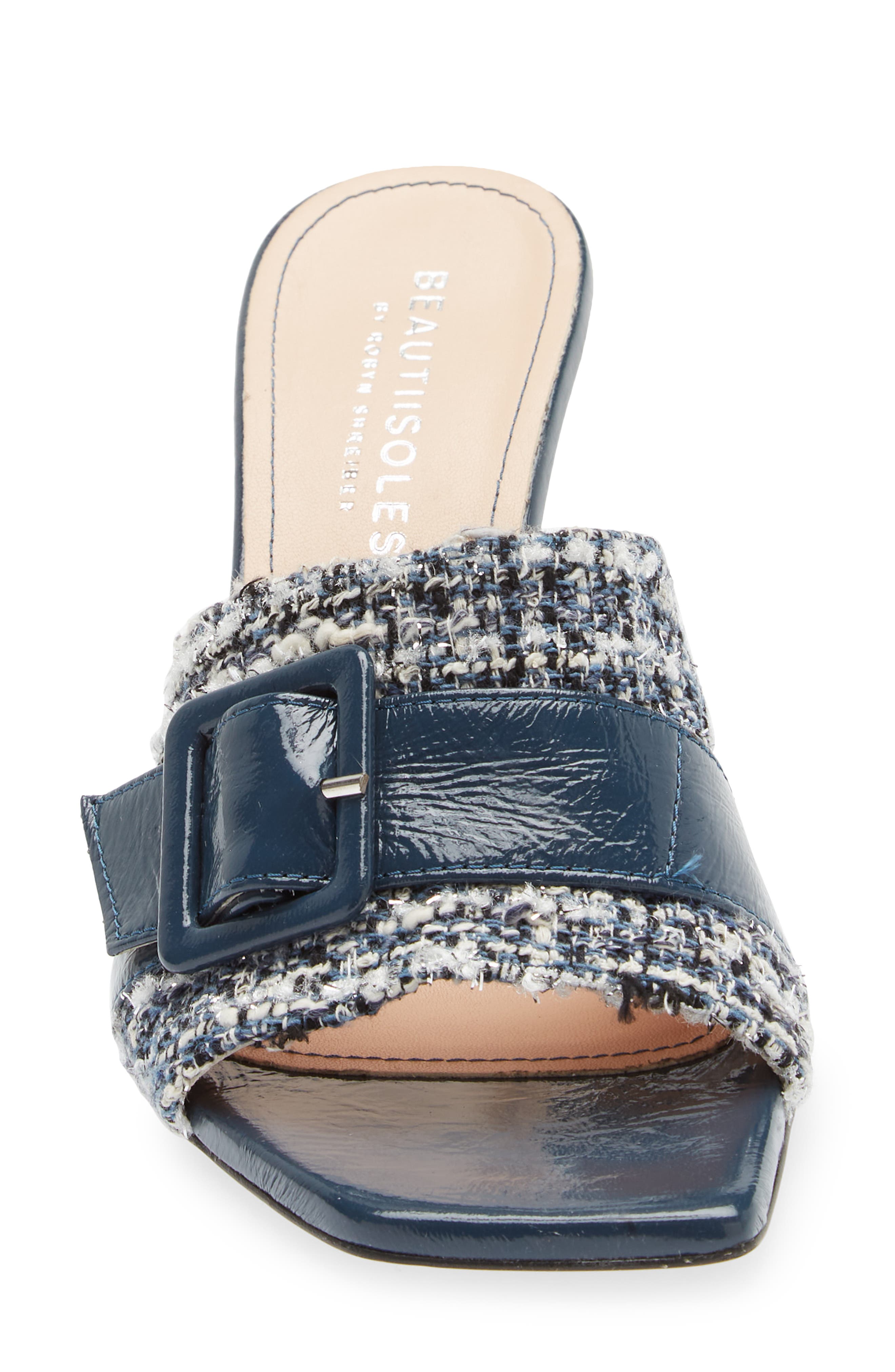 Lucia Sandal, Alternate, color, NAVY TEXTURE FABRIC LEATHER