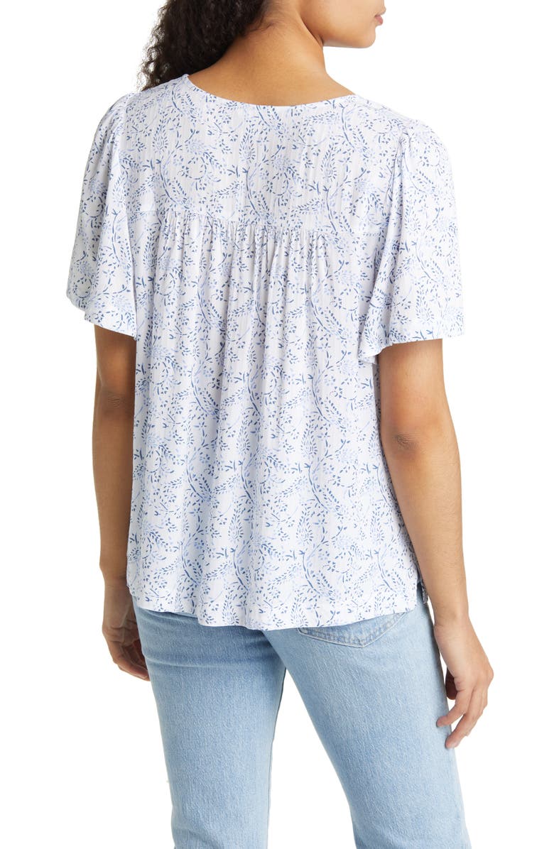 Caslon<sup>®</sup> Print V-Neck Gauze Top, Alternate, color,