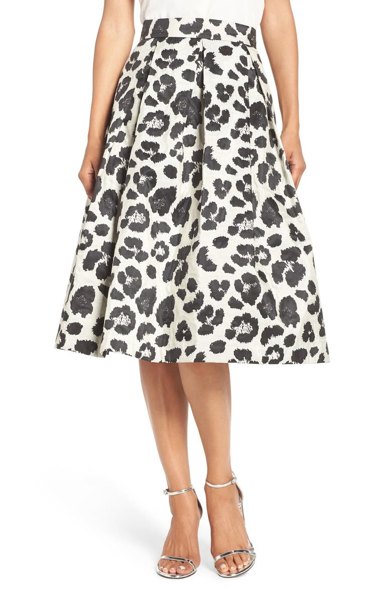 Metallic Jacquard Midi Skirt, Main, color, BLACK IVORY