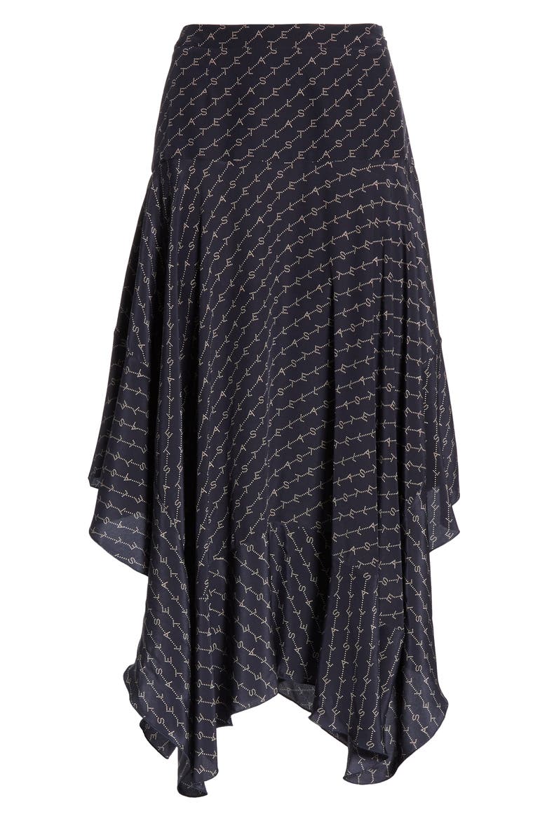 Poppy Logo Print Asymmetrical Skirt, Alternate, color, INK