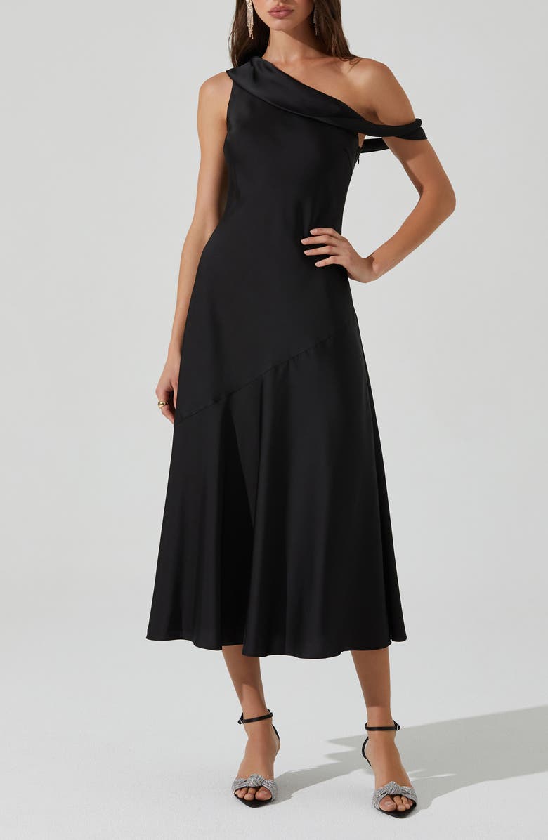ASTR the Label Orissa One-Shoulder Satin Midi Dress, Main, color,