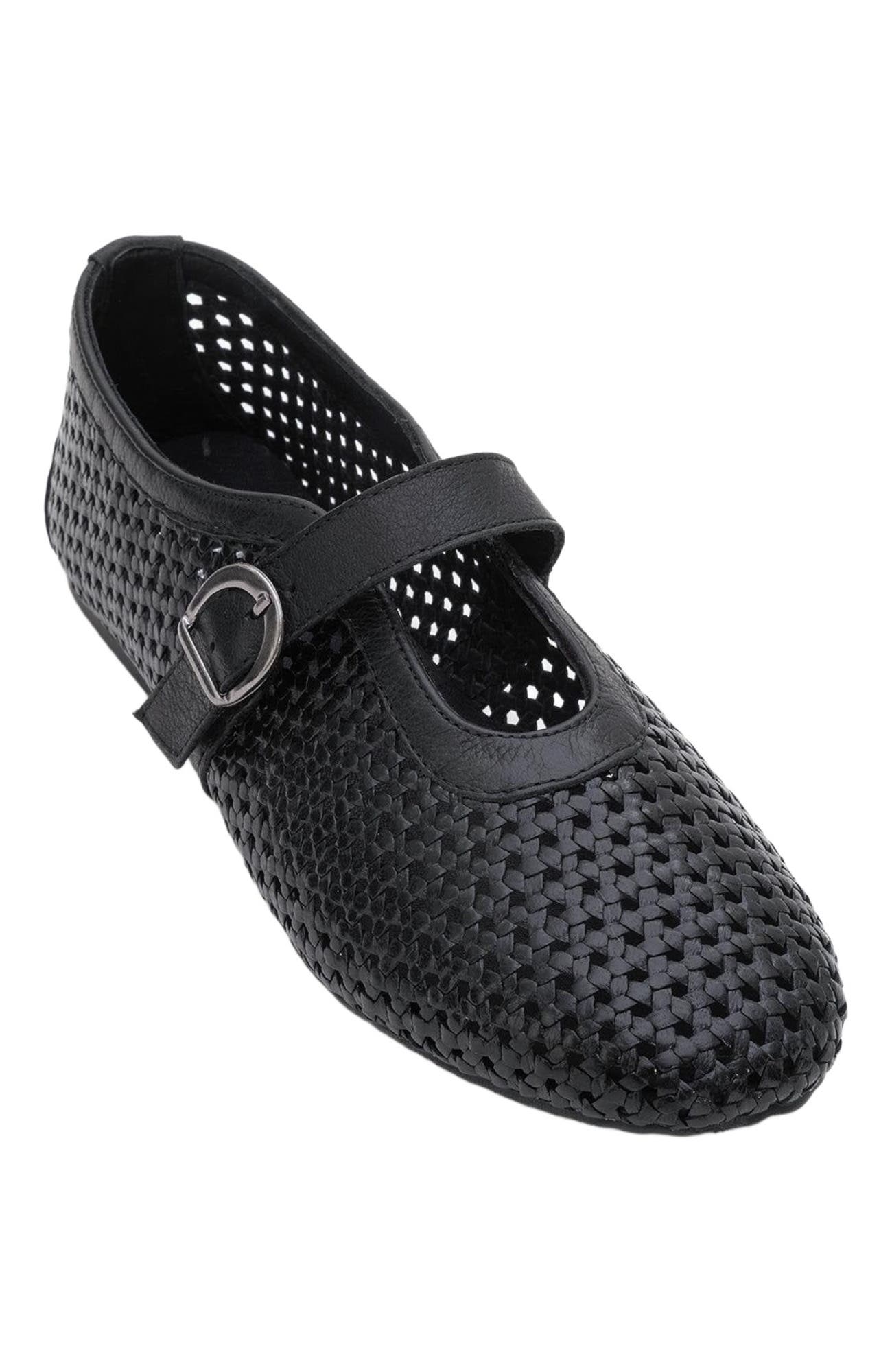 Forever & Always Shoes MIRELLA Braided Leather Ballet Flats, Main, color, Black Leather