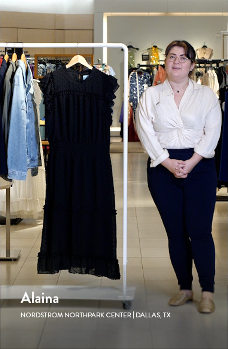 Clip Dot Ruffle Tiered Midi Dress, sales video thumbnail