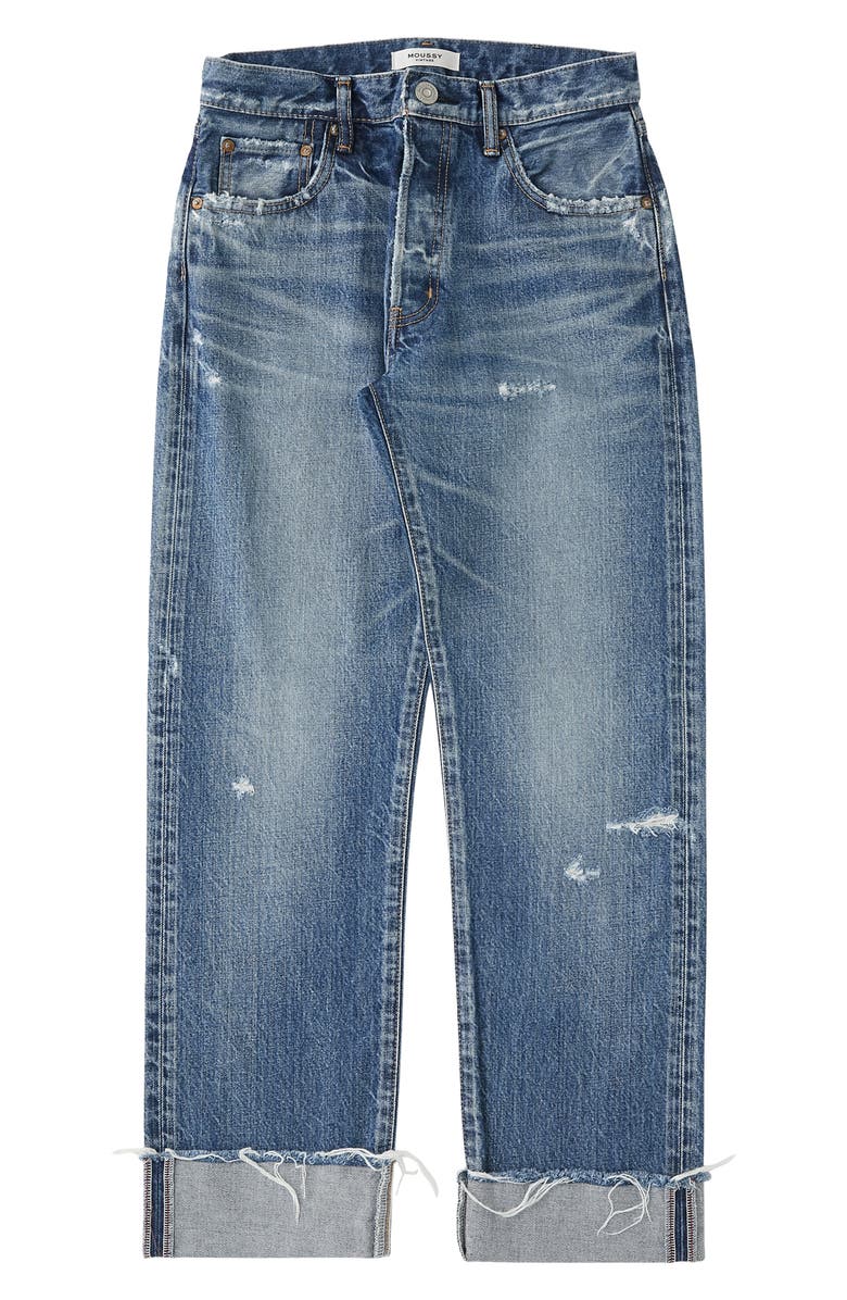 MOUSSY Franconia Cuff Straight Hem Jeans, Main, color,