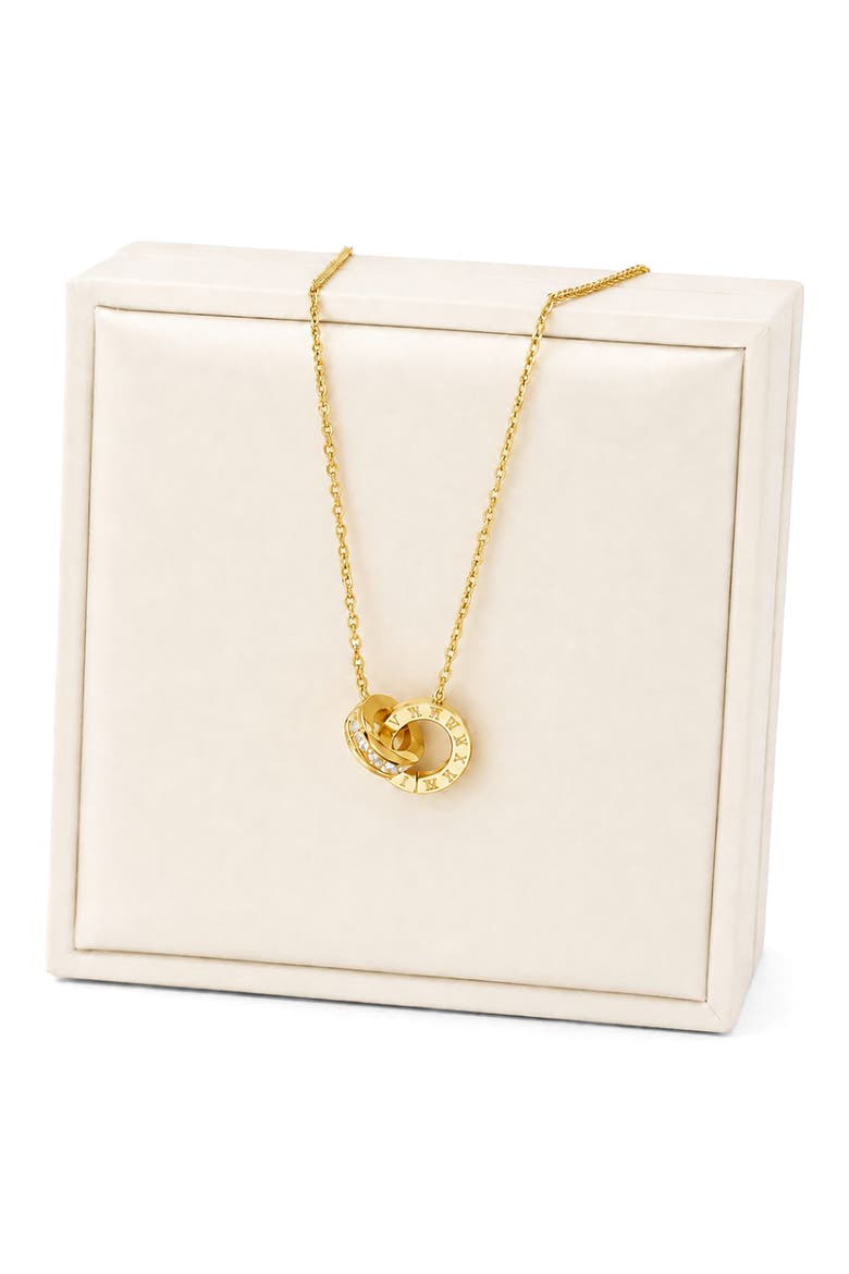 Roman Numeral Cubic Zirconia Pendant Necklace, Alternate, color, GOLD