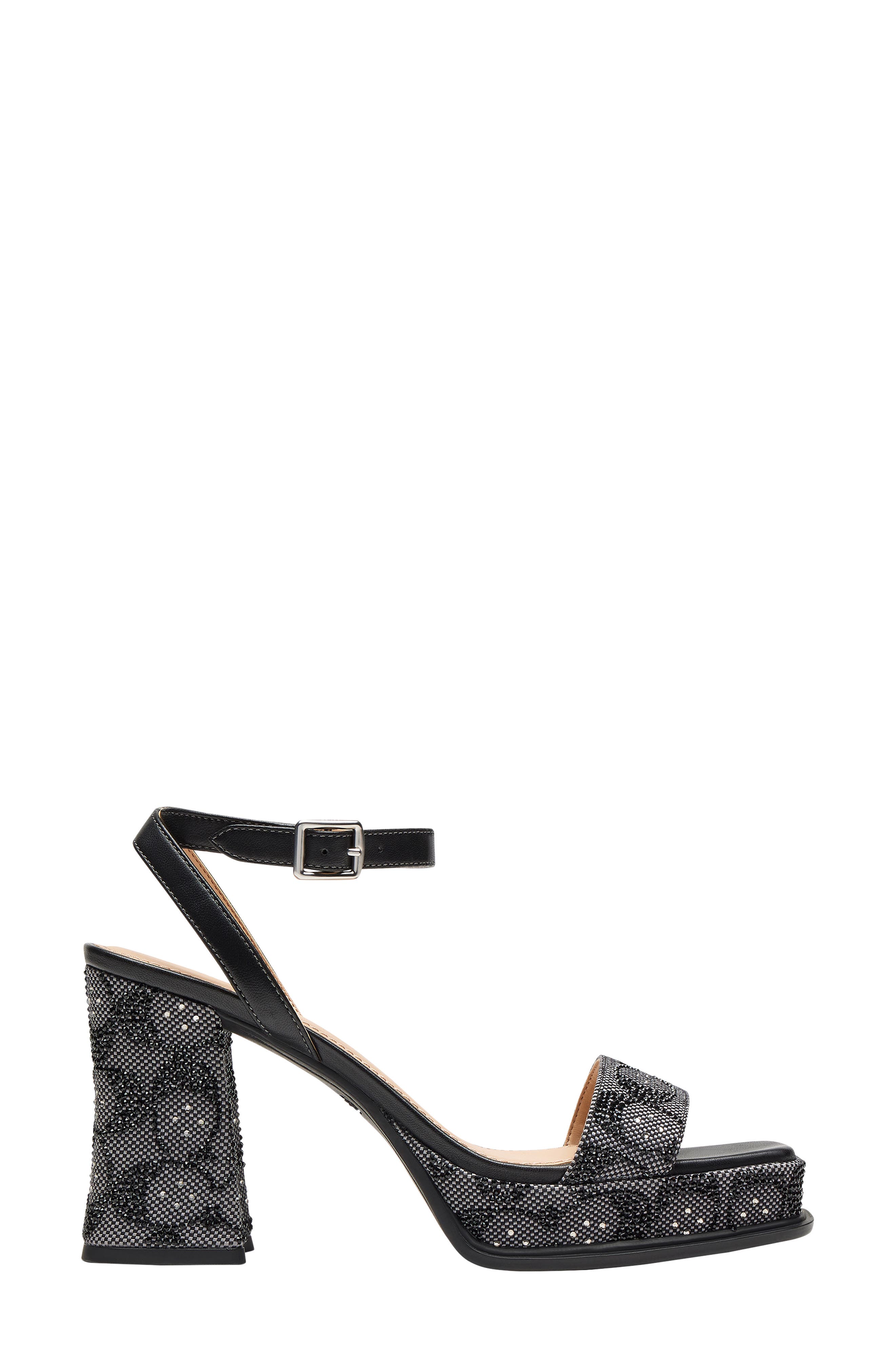 COACH Crystal Signature Jacquard Ankle Strap Platform Sandal, Alternate, color, 