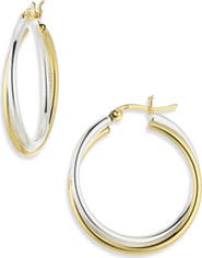 Argento Vivo Sterling Silver Twisted Two-Tone Sterling Silver Hoop Earrings