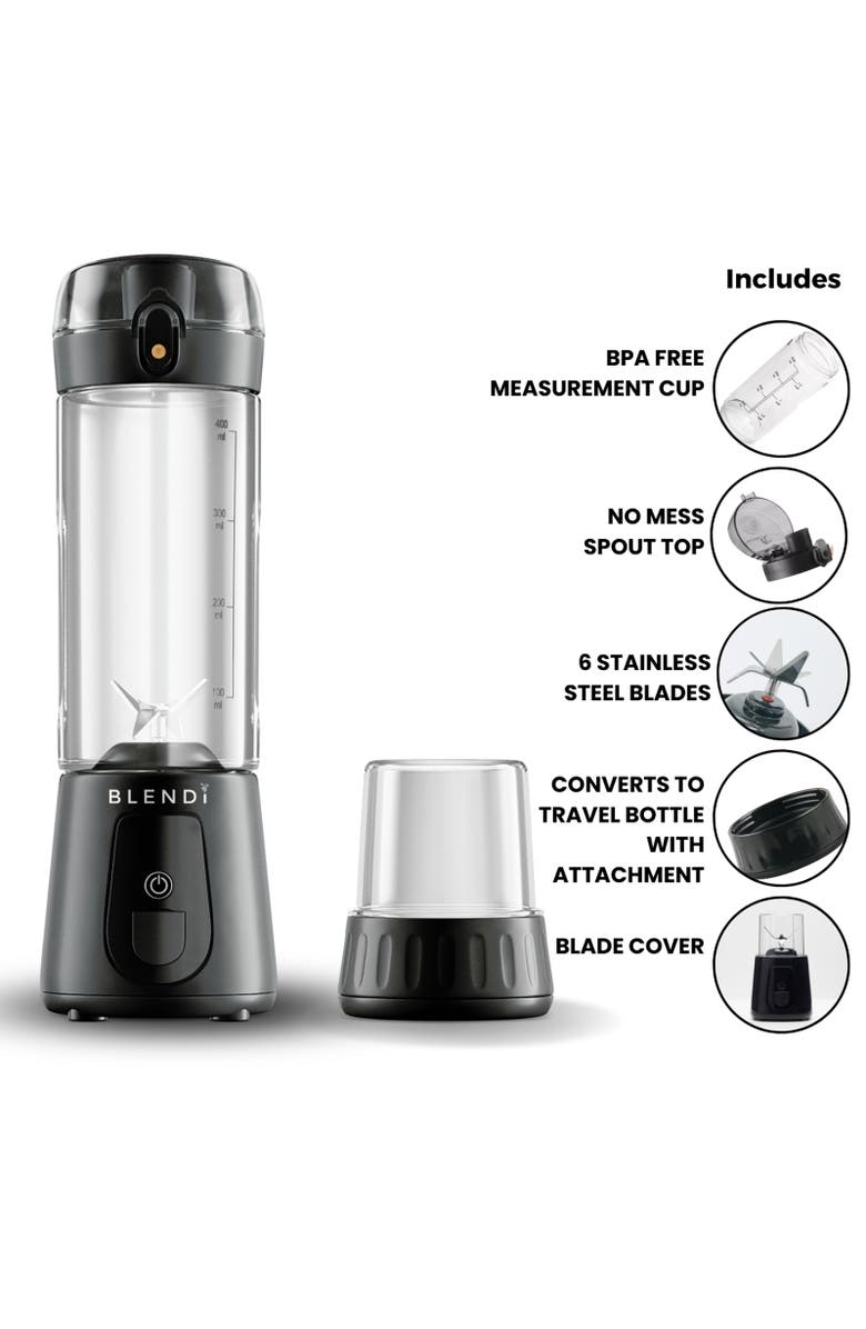 Blendi Pro Plus Premium Cordless Portable 17.5oz Rechargeable Blender, Alternate, color, Black