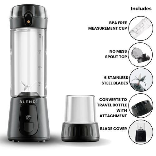 Blendi Pro Plus Premium Cordless Portable 17.5oz Rechargeable Blender In Black