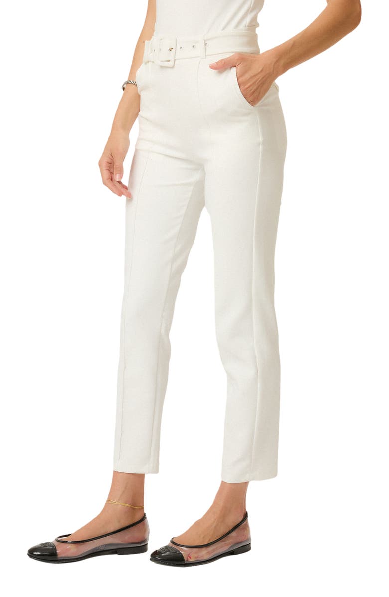 Goldie Byrd Belted Hybrid Pants, Alternate, color, White