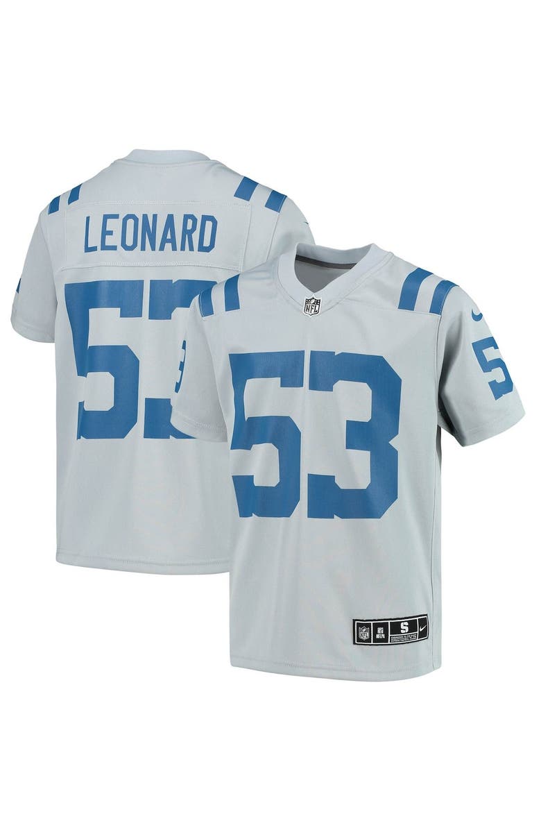 Nike Youth Nike Shaquille Leonard Gray Indianapolis Colts Inverted Team Game Jersey, Main, color, 