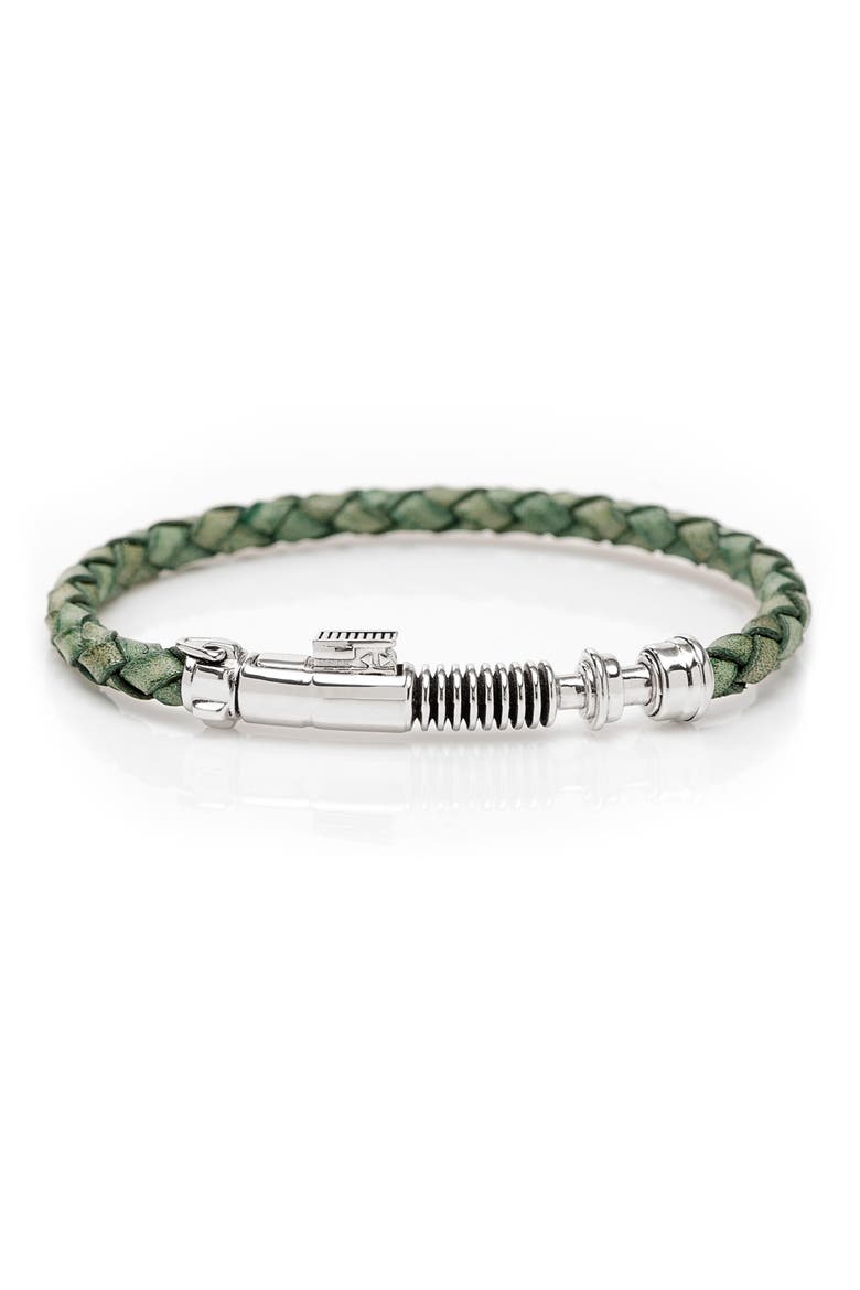 Men's Luke Skywalker Lightsaber Braided Leather Bracelet, Main, color, GREEN