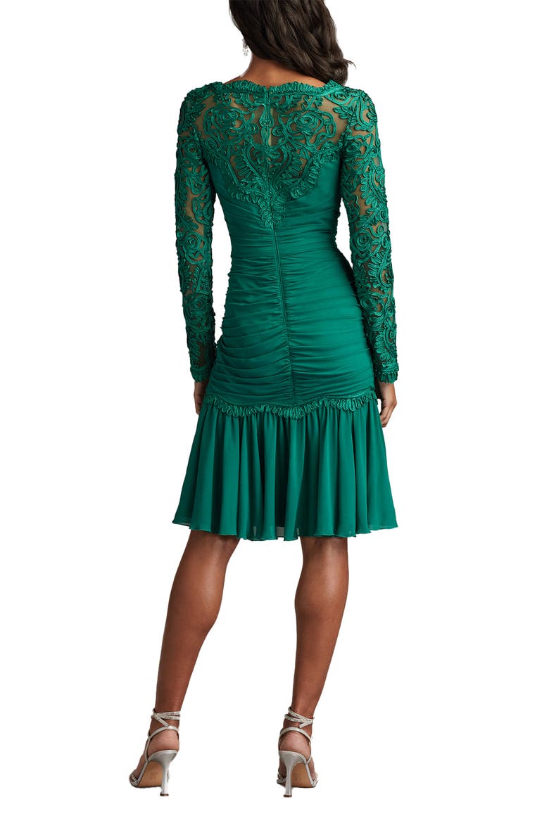Scroll Soutache Long Sleeve Cocktail Dress, Alternate, color, EMERALD