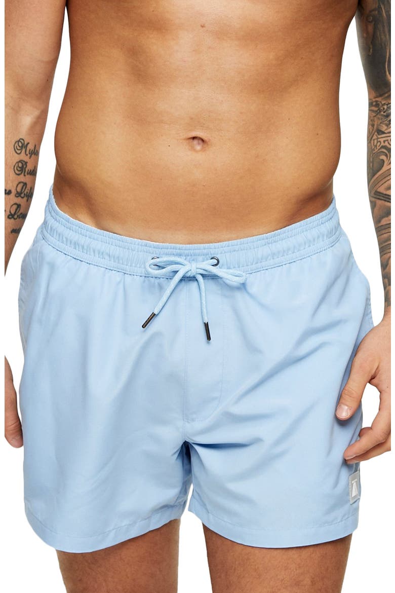 Hester Solid Swim Trunks, Main, color, BLUE