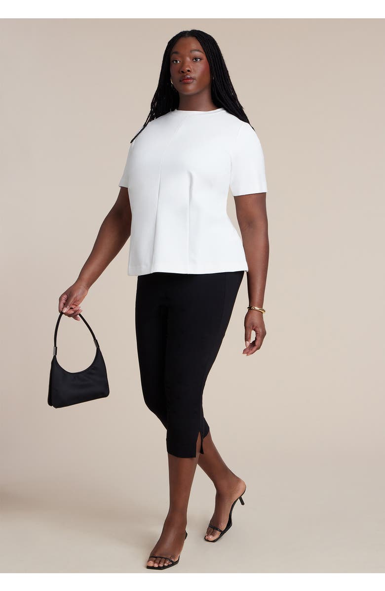 ELOQUII Seamed Flared Top, Alternate, color, Jet Stream