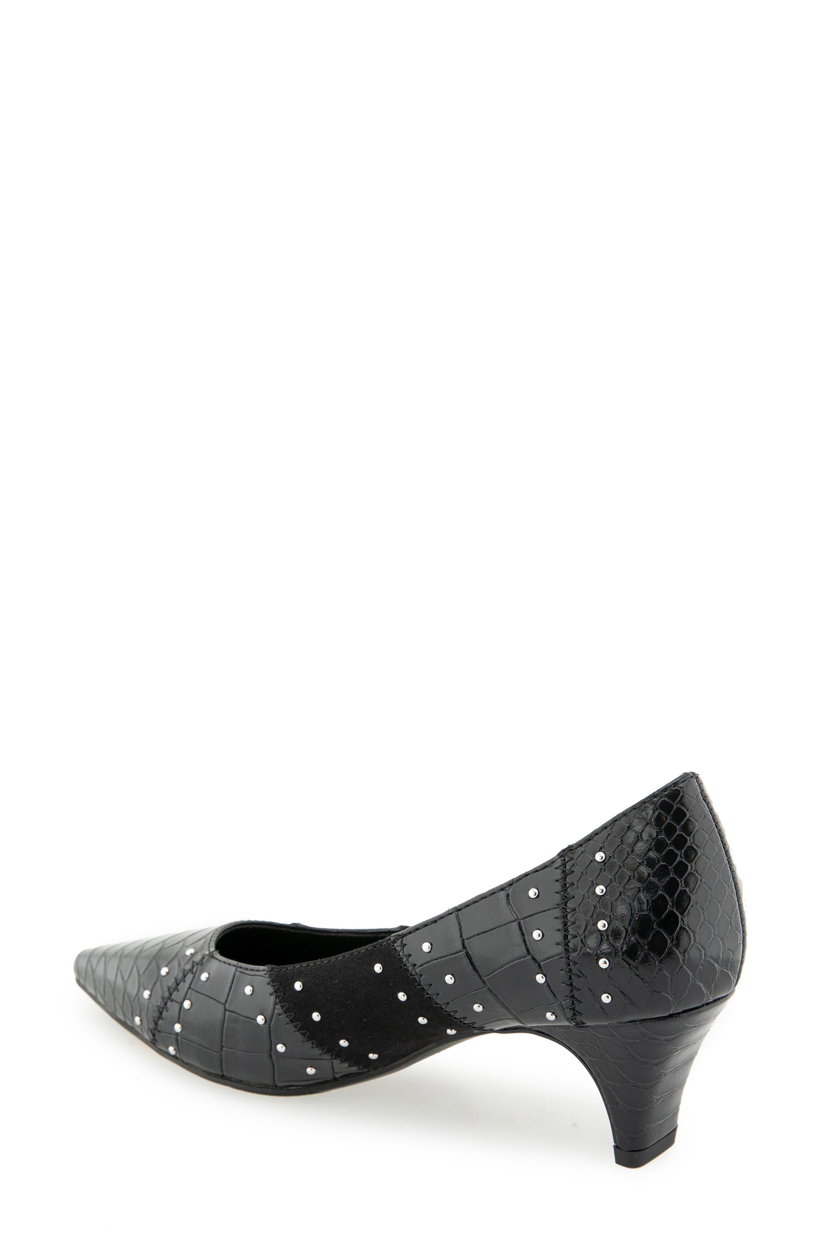 Mandy Croc Embossed Faux Leather Pump, Alternate, color, BLACK CROCO