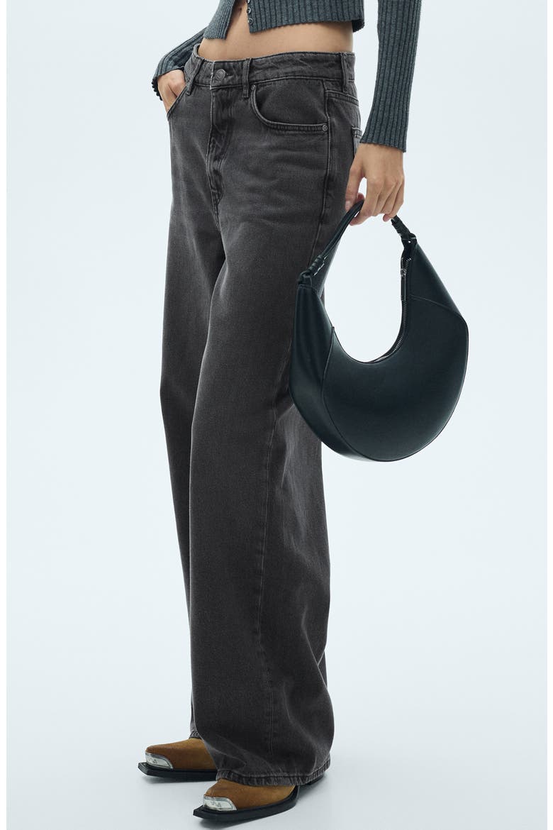 Low Rise Wide Leg Jeans, Alternate, color, BLACK DENIM