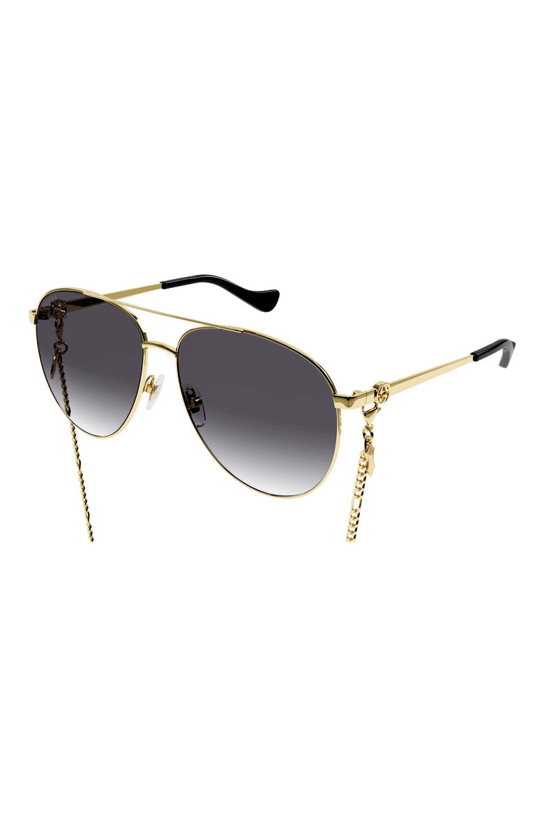 61mm Aviator Sunglasses, Main, color, GOLD