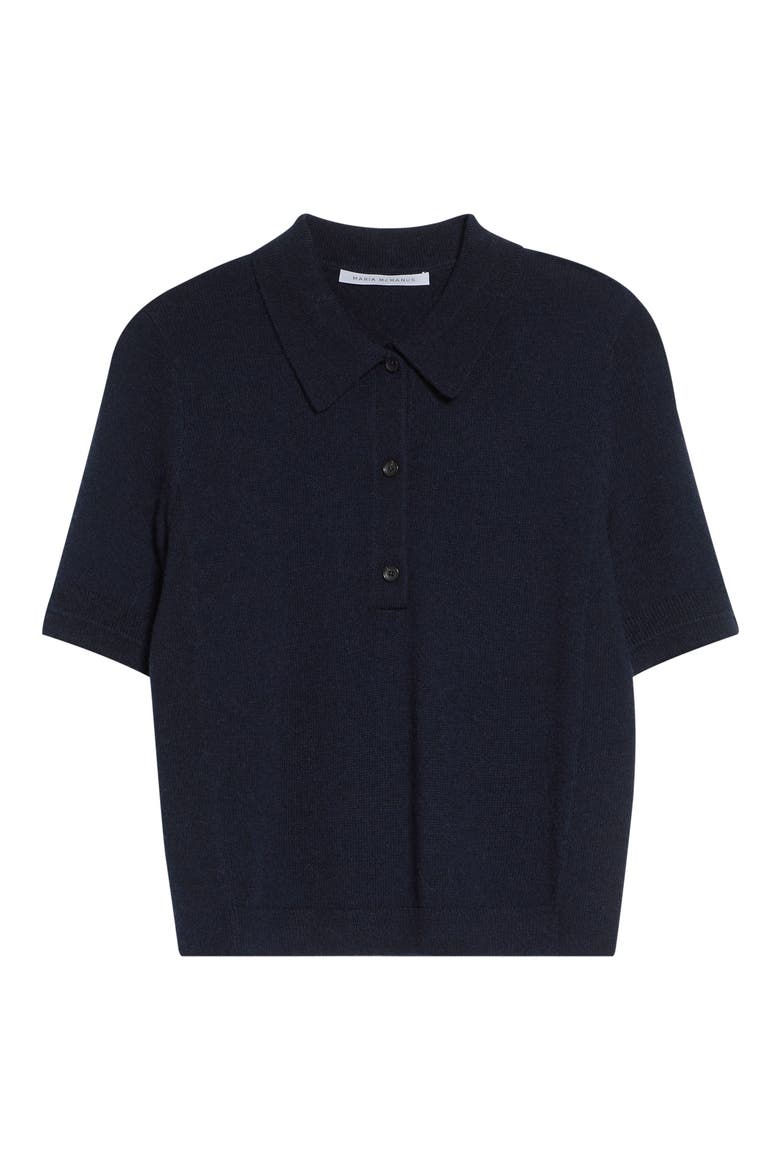 Cashmere & Organic Cotton Jersey Polo, Alternate, color, NAVY