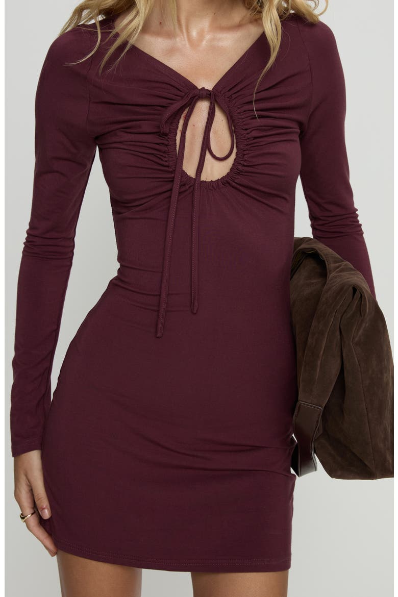 Angele Keyhole Long Sleeve Minidress, Alternate, color, PURPLE