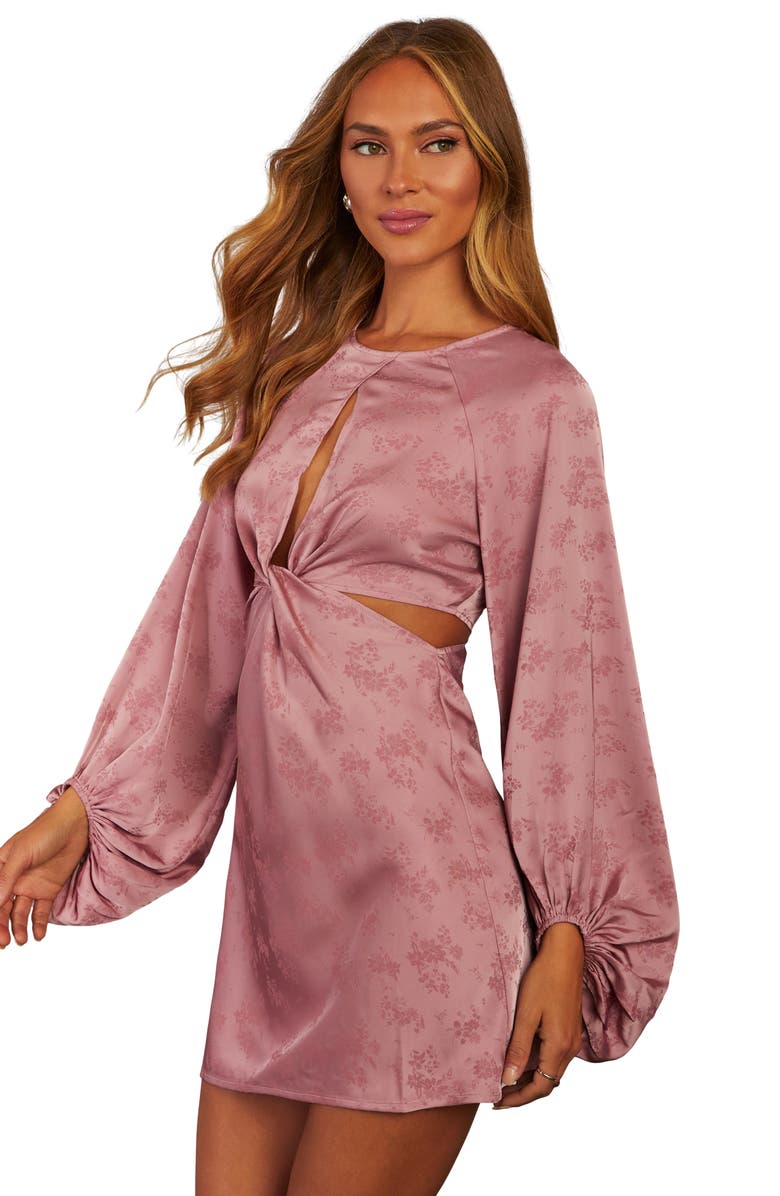 VICI Collection Floral Jacquard Balloon Sleeve Minidress, Alternate, color,