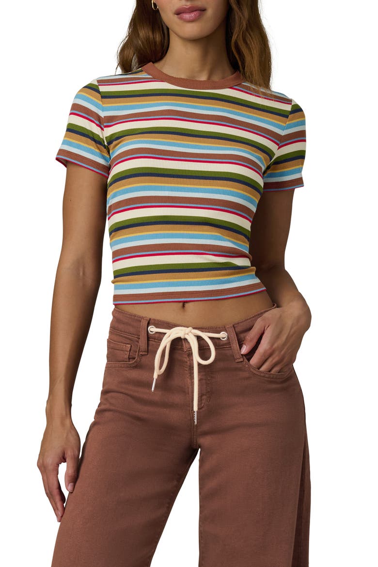 The Stripe Rib Baby T-Shirt, Main, color, BROWN MULTI VARIEGATED STRIPE