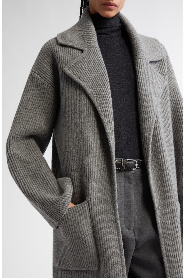 Wool Blend Rib Cardigan Coat, Alternate, color, GREY MELANGE